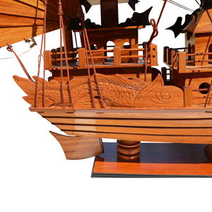 Modèle de bateau en bois artisanal Halong Dragon, bateau traditionnel vietnamien en bois, décoration nautique pour la maison, 170Lx48Wx145H cm - Product Image 4