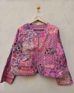 Wholesale Designer Reversible Cotton Jackets Indian Hand Block Print Kantha Jackets Patchwork <b>Quilted</b> <b>Floral</b> Autumn Jackets - Product Image 3