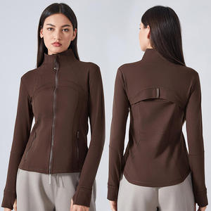 Veste de sport en nylon extensible à fermeture éclair intégrale pour femme Roregal, automne-hiver, manches longues, course à pied, entraînement, fitness, vêtements de sport - Product Image 1