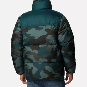 Veste matelassée en duvet camouflage pour homme, coupe-vent, fermeture éclair, col montant, vêtement d'hiver décontracté, coupe régulière, coque en nylon épaisse - Product Image 5