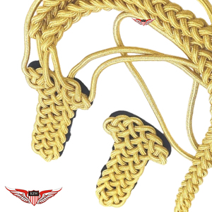 Gold Aiguillette with Shoulder <b>Board</b> Gold on <b>Black</b> Back Twisted Aiguillette with Metallic Golden Tip - Product Image 4