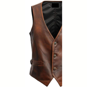 <b>Men's</b> <b>Leather</b> <b>Waistcoat</b> Slim Fit Sleeveless Vest Premium Casual Formal Outerwear OEM Factory Direct Wholesale Supplier - Product Image 3
