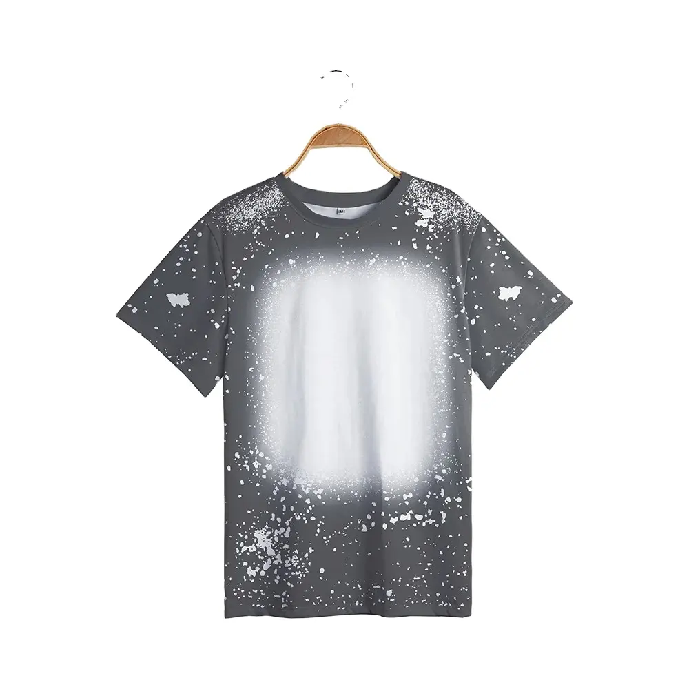 यूनिसेक्स सब्लिमेशन टी-शर्ट पुरुषों और महिलाओं के लिए फॉक्स ब्लीच्ड टाई डाई डिज़ाइन लोगो वॉश तकनीक के साथ कॉटन रोज़ में उपलब्ध है