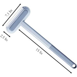 Brosse de nettoyage double face en maille avec manche en plastique bleu de 17,5 x 7,1 pouces pour vitres, carreaux de céramique et écrans - Product Image 5