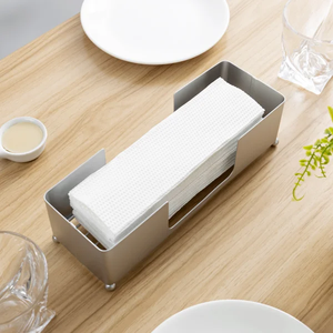 Porta toallas de invitados de metal negro mate, dispensador de servilletas de papel alargado con base ranurada - Product Image 5