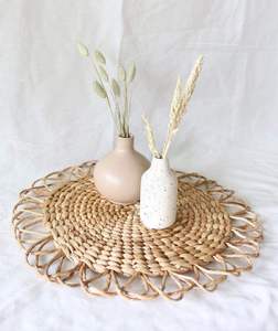 Round Water Hyacinth Placemat Flower Loop Border Straw Table <b>Mat</b> Boho Coaster Decorative Charger <b>Plates</b> Rustic Centerpiece - Product Image 2