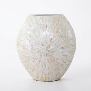 Luxury Handcrafted Bone Inlay Flower <b>Vase</b> Modern White Resin <b>Mosaic</b> Tabletop Pot for Home Hotel Decoration Wholesale Handicraft - Product Image 1