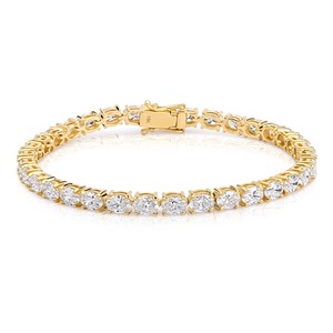 8.2CT East West Oval Cut Lab Grown Diamond Tennis <b>Bracelet</b> 9K Yellow Gold Wholesale Fine Jewelry Manufacturer - Product Image 1