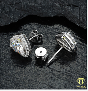 Pendientes de Corazón con Diamantes Cultivados en Laboratorio, Plata de Ley 925 con Acabado en Tono Dorado, Joyería Elegante y Brillante para Mujer, Venta al Por Mayor - Product Image 4