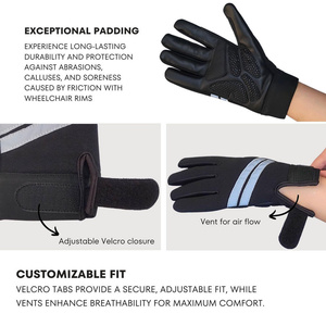 Gants légers en cuir de mouton pleine fleur, antidérapants, respirants, réfléchissants, avec fermeture éclair, pour fauteuil roulant, gym et sports de plein air - Product Image 4