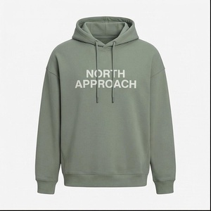 North Approach Hoodie <b>Men</b> Oversized Cotton Fleece Casual Hooded Sweatshirt Autumn Breathable Regular Fit Front Logo Print - Product Image 1