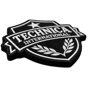 Parche Bordado Blanco y Negro con Escudo, Estrella y Corona de Laurel de Technica International para Chaquetas, Bolsas, Uniformes y Ropa - Product Image 4