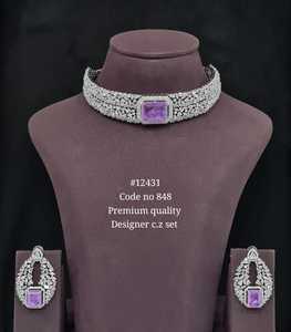 Conjunto de Collar Gargantilla Esmeralda Verde 12431, Chapado en Rodio, con Circonita Cúbica, Aretes a Juego, Joyería de Latón para Bodas y Fiestas, para Mujer - Product Image 2