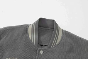 <b>Men's</b> <b>Corduroy</b> Bomber <b>Jacket</b> Solid Color Turn-down Collar Single Button Casual Autumn Wear - Product Image 3