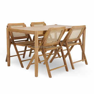 Contemporary Minimalist Modern Solid Wood <b>Dining</b> Set <b>4</b> <b>Chairs</b> for Outdoor Farmhouse Villa Restaurant Mall Hotel Use - Product Image 2