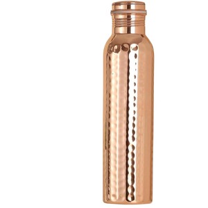 Bouteille d'eau en cuivre martelé pur, artisanale, récipient ayurvédique, écologique, favorisant la santé, pour le bureau, la salle de sport et le yoga - Product Image 4