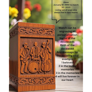 Personalized Handcrafted Wooden Urn: Engraved Jazz Band Memorial Memorial Keepsake by AYAANS - Product Image 6