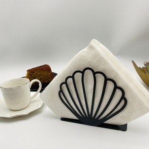 Modern Metal Napkin Holder Shell Design Free Standing <b>Table</b> Decorative Stand - Product Image 6
