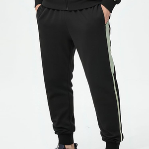 Survêtement en molleton respirant pour homme, sweat à capuche zippé intégral noir et vert menthe, vêtement décontracté en polyester et coton, coupe classique pour l'hiver - Product Image 2