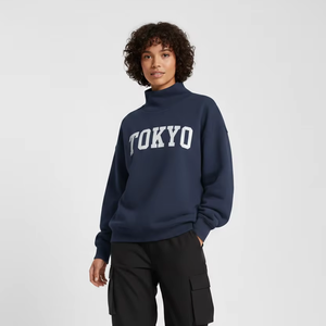 Sweat-shirt à col montant en molleton tricoté personnalisé de qualité supérieure, brodé/imprimé, à épaules tombantes, confortable et surdimensionné - Product Image 1