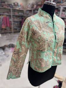 <b>Quilted</b> Cotton <b>Jacket</b> With Mandarin Collar Floral Print Single Button Closure Women's Autumn Wear GIFT FOR HER - Product Image 4