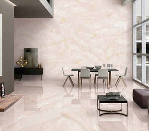 Azulejo de Porcelana Moderno Onyx Oro Rosa de Alto Brillo para Piso y Pared, Varios Tamaños, Azulejo Pulido para Interiores, para Decoración de Hoteles y Villas de Lujo - Product Image 1