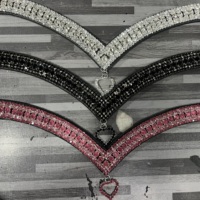 Frontalles en cuir ALR pour chevaux, ornées de strass, cristaux et diamants, design 5 rangées, ajustement confortable, couleur et logo personnalisables /Cob Custom