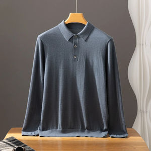 Suéter informal de negocios para hombre, con cuello tipo polo, suéter holgado, jersey de alta calidad, camiseta de lujo para hombre - Product Image 3