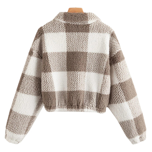 Sudadera con Capucha de Felpa a Cuadros para Mujer, Tejida, Suave, Cálida, Ligera y Acogedora para Invierno - Product Image 4