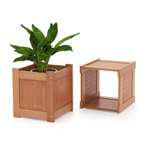 Decorative Acacia Wood Planter Box With Bench, Natural Raised Garden Bed For Vegetables, Flowers, Herbs Wholesale From Vietnam - Product Image 1