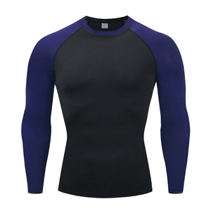 High Quality Custom-Made Plus Size Breathable Washed Polyester/Cotton Jersey <b>Compression</b> <b>Shirts</b> <b>Men</b> Fitness Front Logo - Product Image 3