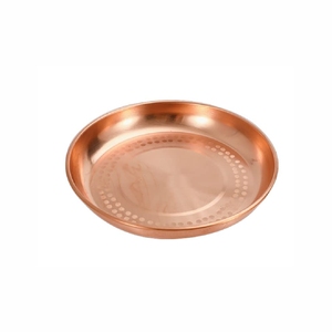 Luxury Round Gold Brass Plate Decorative Pooja Thali For Wedding Mirror Polish Metal Serving Tray Hammered <b>Dinnerware</b> Charger - Product Image 3