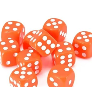 Jeu de dés en résine orange avec points blancs pour jeux de société et jeux de table, artisanat artistique, décoration de la maison, dés en résine pour jeux - Product Image 1