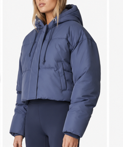 Custom Women Cropped Puffer Jacket Hooded Winter Bubble Coat Lightweight Quilted <b>Padding</b> Jacket Casual Warm Short Down jackets - Product Image 5