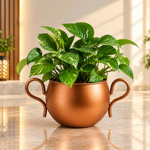 Maceta de Metal con Acabado Cobre Saludable, Contenedor Decorativo para Flores, para Plantas de Interior, Moderno Soporte para Plantas de Mesa - Product Image 1