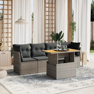Ensemble de canapés de jardin gris 4 places en rotin, mobilier d'extérieur résistant aux intempéries, design contemporain - Product Image 3