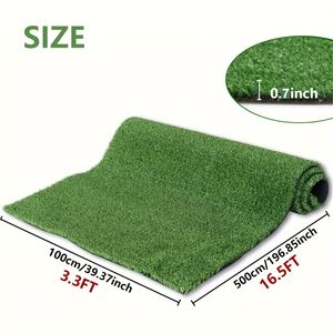 Premium 3ft X 16ft tappetino in erba sintetica fori di drenaggio 0.6 pollici spessi supporto in gomma finta per Patio interno/esterno per animali domestici - Product Image 1