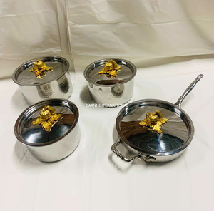 Premium Stainless Steel Gold <b>Cookware</b> Set Food Safe Durable Cooking Pots and Pans Gift Collection Home Kitchens Use Casseroles - Product Image 4