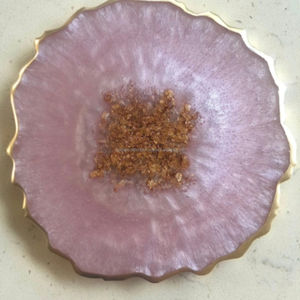 Posavasos de resina de alto brillo Sparkling Grace, diseño moderno con patrones brillantes e incrustaciones de latón, venta al por mayor - Product Image 1