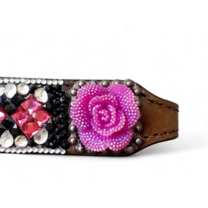 OEM Argentina cuero de vaca occidental caballo sillín conjunto una oreja Headstall Breastplate 3D Rhinestone flor decoración logotipo personalizado montar - Product Image 6