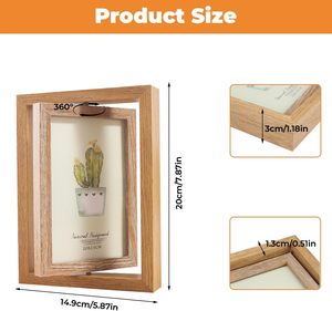 Double Sided Rotating Photo <b>Frame</b> Wooden Photo <b>Frame</b> Easy to for Gifts Birthdays Weddings Christmas Thanksgiving Valentine Day - Product Image 4