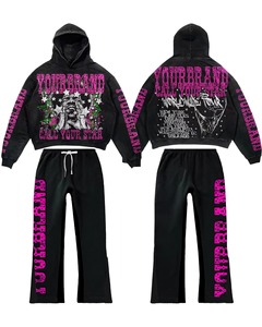 Conjunto de Sudadera con Capucha para Hombre YOURBRAND, Ropa Deportiva de Algodón Tejido, Diseño de Ojo de Llama Púrpura, Estilo Urbano, Otoño - Product Image 2