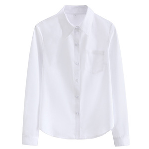 Chemise Oxford blanche unie pour homme, manches longues, col rabattu, formelle, décontractée, pour le bureau, 100% coton, anti-rétrécissement - Product Image 4