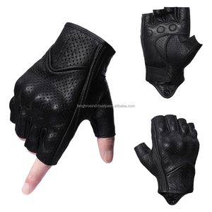 Guantes de Motocicleta de Medio Dedo Antideslizantes con Ajuste Seguro, Correa Ajustable, Protección de Palma de Cuero, Impermeables, Transpirables, para Gimnasio y Deportes - Product Image 1