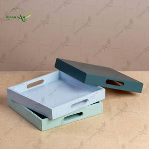 Plateau en bambou fait à la main, écologique, recyclable, plateau de service pour fruits avec poignées, organisateur décoratif, OEM personnalisé - Product Image 4