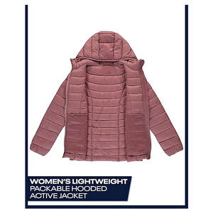 Chaqueta acolchada ligera para mujer, tipo plumón, con capucha y bolsillos, cálida, para invierno. - Product Image 4