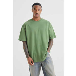 Wholesale Men's Custom Regular Fit Knitted T-Shirts High Quality 300 Gsm Trendy 100% Cotton Heavy Weight <b>Plain</b> Crew Neck <b>tshirts</b> - Product Image 1