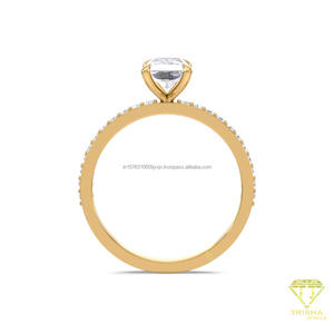 แหวนหมั้นเพชรโมอิสซาไนต์ทรงเรเดียนท์คัท ตัวเรือนทองคำขาว 14K ประดับเพชรแบบปาเว่ แหวนแต่งงาน แหวนสัญญา แหวนครบรอบ - Product Image 5