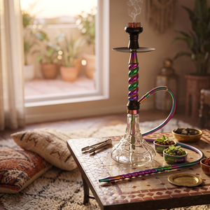 Premium Hookah Shisha Multicolor Spiral Stem Clear <b>Glass</b> Base Luxury Nargile Home Lounge Decor Elegant by Falah International - Product Image 2