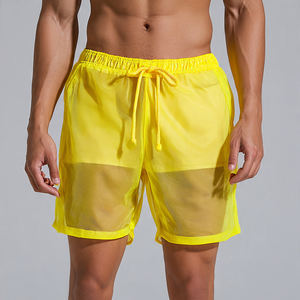 กางเกงขาสั้นตาข่ายชายหาดสำหรับผู้ชาย ชุดลำลอง กางเกงขาสั้นตาข่ายน้ำหนักเบา กางเกงขาสั้นเอวสูงแบบมีเชือกผูกสำหรับผู้ชาย - Product Image 1